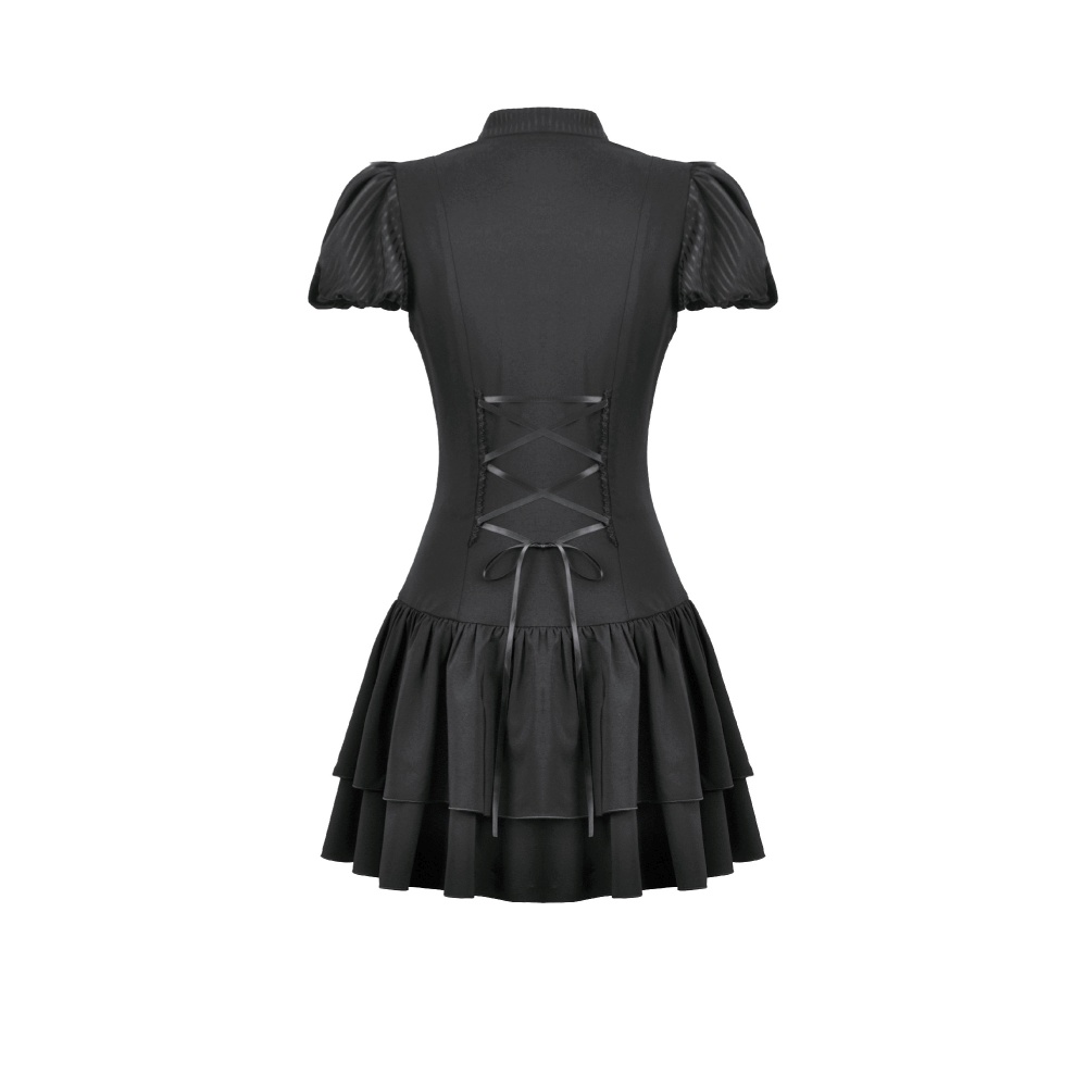Dark in Love - Dark Lolita BowTrim Short dress - Black